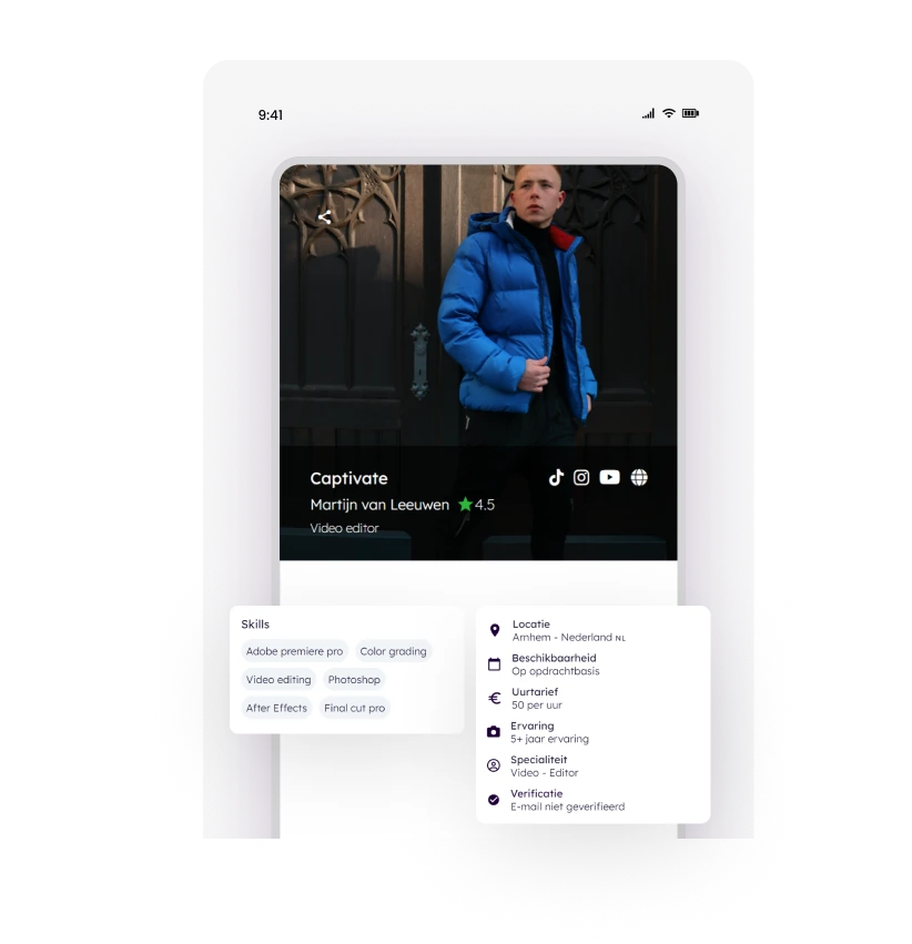Bekijk profielen en chat met freelancers in AV